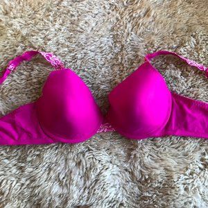 Natori Fuchsia Pink Lace-Trimmed VALENTINES Lightly Lined Bra 36D